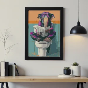 Elephant Reading Newspaper Wall Art – Quirky Modern Animal Print