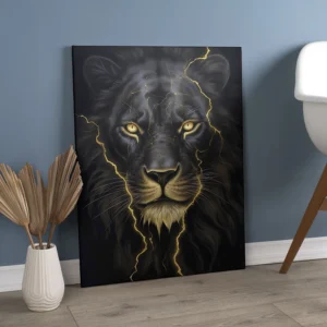 Black & Gold Lion Face Canvas Wall Art