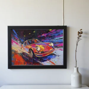 Framed Print – Retro Racer Pop Art Car Portrait