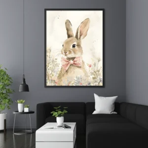Rabbit Watercolour Painting Wall Art – Cute Animal Print