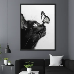 Black Cat Face Wall Art – Mysterious Modern Animal Portrait