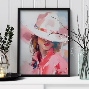 Pink Girl Oil Art – Feminine Modern Wall Décor
