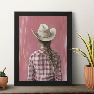 Girl with Hat Wall Art – Elegant Modern Portrait