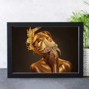 Girl Face in Gold Wall Art – Luxury Modern Portrait
