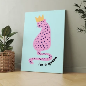 I’m a Queen Leopard Canvas Wall Art – Bold & Colorful Animal Décor