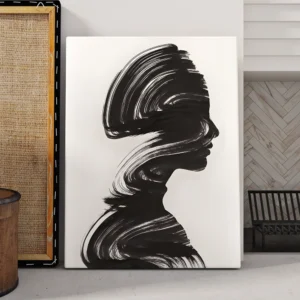 Canvas Wall Art – Abstract Silhouette Ink Portrait