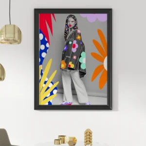 Bold Fashion Framed – Modern Pop Art with Floral Accents
