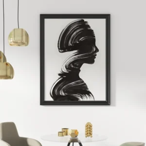 Framed Abstract Ink Silhouette – Modern Minimalist Wall Art