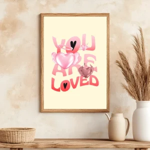 You Are Loved – Modern Heart Art Framed Print