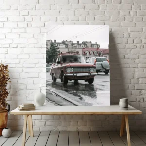 Canvas Print – Vintage Rain Drive Urban Car Photography